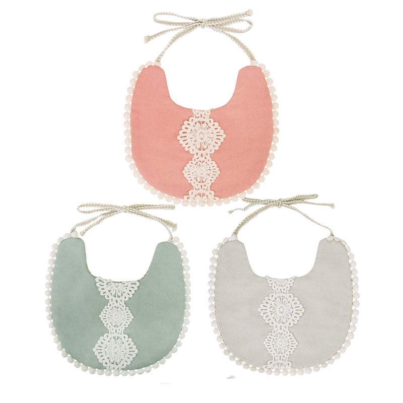 GZMM Baby Bib For Girls,Reversible Waterproof Handmade Natural Cotton Baby Drool Bib 0-12 months 3 Pack - Image 1
